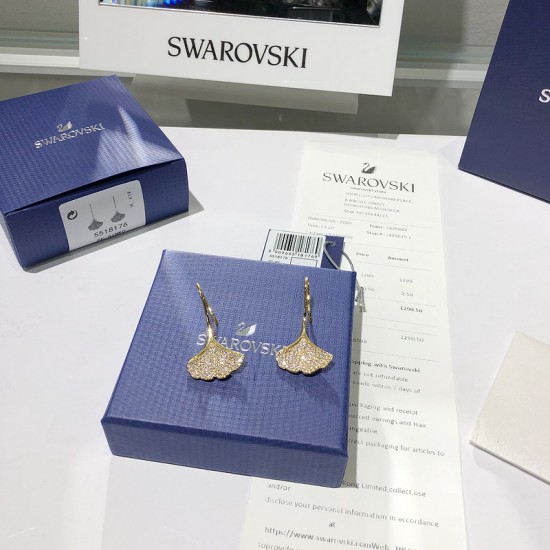 New Swarovski Stunning Gingko Pierced Earrings 5518176 4x2.2CM For 